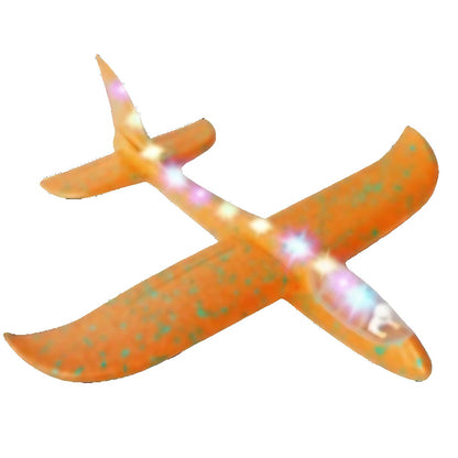 Avion Planor cu Pilot, Klevo, Din Polistiren, Cu Lumini pe Toata Lungimea, 47 cm, Portocaliu