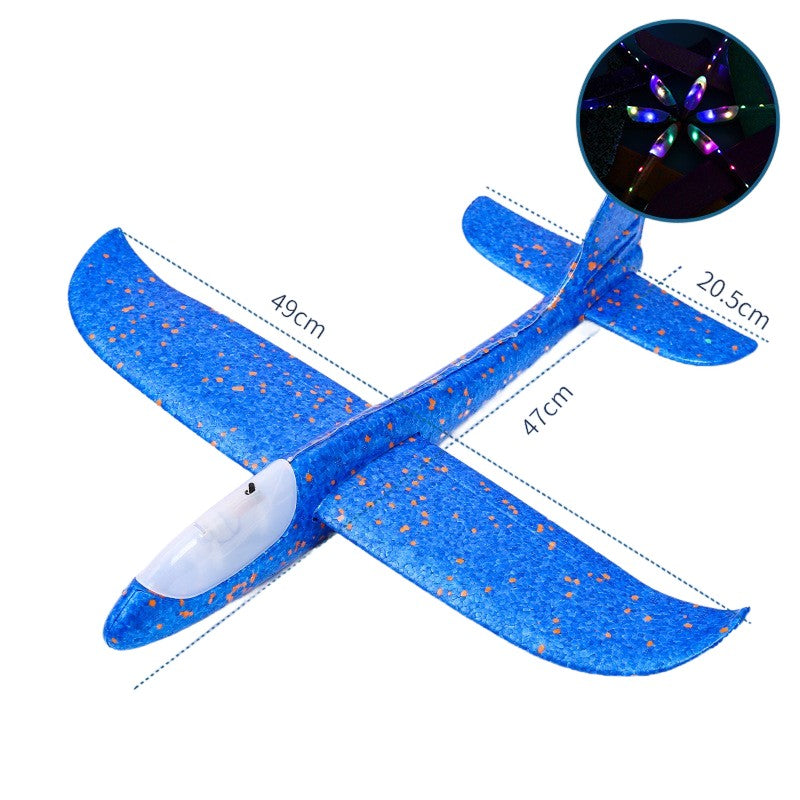 Avion Planor Klevo, cu Lumini pe Toata Lungimea, din Poliester, 48 cm, Albastru