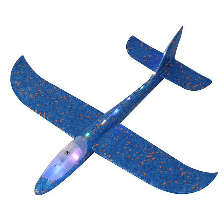 Avion Planor Klevo, cu Lumini pe Toata Lungimea, din Poliester, 48 cm, Albastru