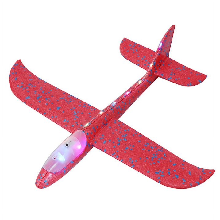 Avion Planor Klevo, cu Lumini pe Toata Lungimea, din Poliester, 48 cm, Rosu