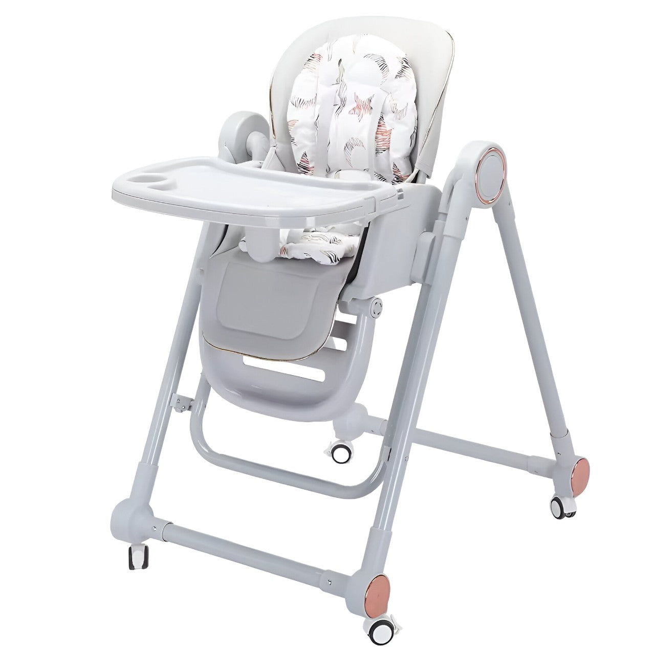 Scaun de Masa pentru Bebelusi si Copii, Klevo, Tavita si Husa Detasabile, Multifuncțional, Stabil, Centura de Siguranta, Inaltime Ajustabila, Spatar Reglabil Moale, Balansoar, de la 6 Luni, Gri