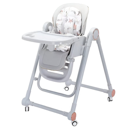 Scaun de Masa pentru Bebelusi si Copii, Klevo, Tavita si Husa Detasabile, Multifuncțional, Stabil, Centura de Siguranta, Inaltime Ajustabila, Spatar Reglabil Moale, Balansoar, de la 6 Luni, Gri