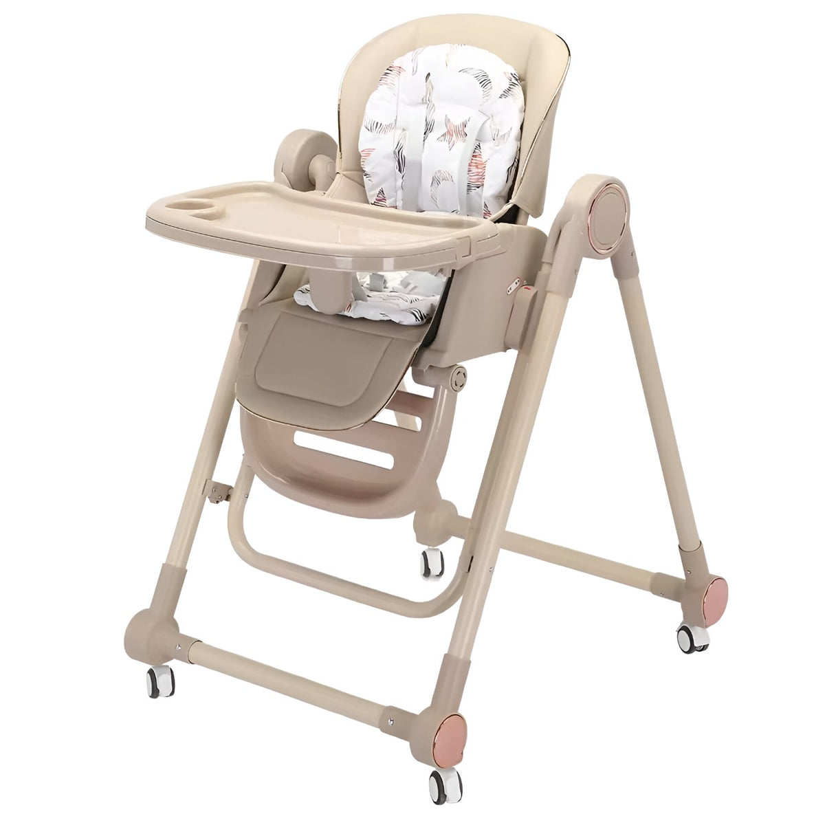 Scaun de Masa pentru Bebelusi si Copii, Klevo, Tavita si Husa Detasabile, Multifuncțional, Stabil, Centura de Siguranta, Inaltime Ajustabila, Spatar Reglabil Moale, Balansoar, de la 6 Luni, Bej