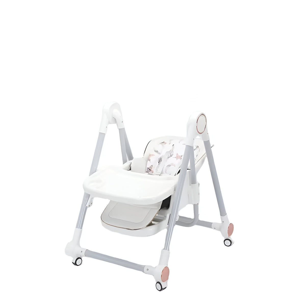 Scaun de Masa pentru Bebelusi si Copii, Klevo, Tavita si Husa Detasabile, Multifuncțional, Stabil, Centura de Siguranta, Inaltime Ajustabila, Spatar Reglabil Moale, Balansoar, de la 6 Luni, Alb