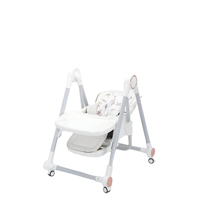 Scaun de Masa pentru Bebelusi si Copii, Klevo, Tavita si Husa Detasabile, Multifuncțional, Stabil, Centura de Siguranta, Inaltime Ajustabila, Spatar Reglabil Moale, Balansoar, de la 6 Luni, Alb