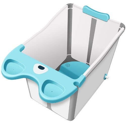 Cada Pliabila pentru Baie, Klevo, din PP+TPE, pentru Copii +6 Luni, Model Ursulet, Scaun de Interior, Detasabil, 82 x 50 x 54 cm, Albastru