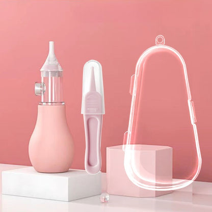 Set Aspirator Nazal pentru Copii, Klevo, Manual, Anti-Reflux, cu Pompita, Usor de Curatat, Varf din Silicon, 11.2x4cm, Roz