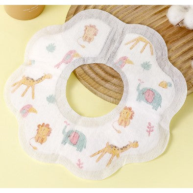 Set 10 Bavete de Unica Folosinta, Klevo, Model Animalute, pentru Bebelusi, Alb Gri