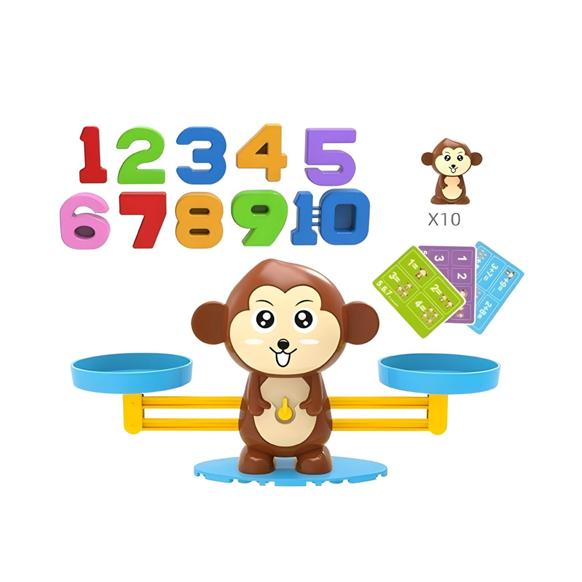 Jucarie Educativa Montessori, Klevo, Joc Interactiv Educational pentru Dezvoltare Logica si Numerare, Model Maimuta Inteligenta, 3 ani+, Maro/Multicolor