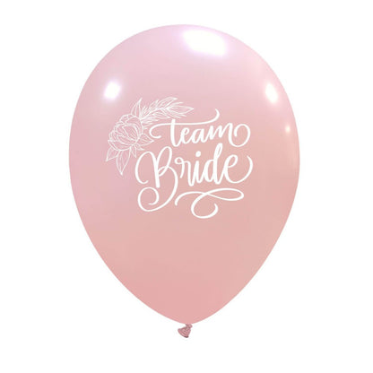 Baloane de Decor, Klevo, Set 10 Baloane de Decor pentru Echipa Miresei, din Latex 25 cm, Alb/Roz