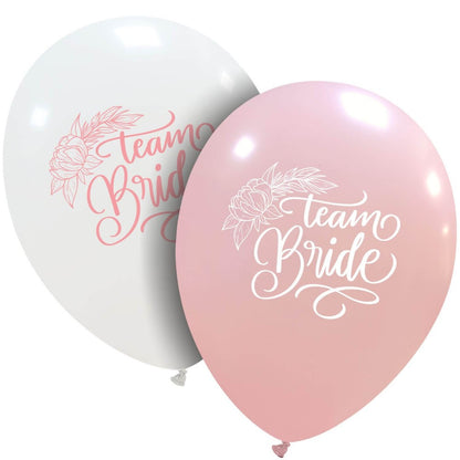 Baloane de Decor, Klevo, Set 10 Baloane de Decor pentru Echipa Miresei, din Latex 25 cm, Alb/Roz