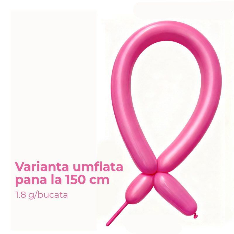 Baloane de Modelaj, Klevo, Set 50 bucati, Model Standard, din Latex, 30 x 1.5 cm, 1.8 g per unitate, pana la 150 cm, Fucsia
