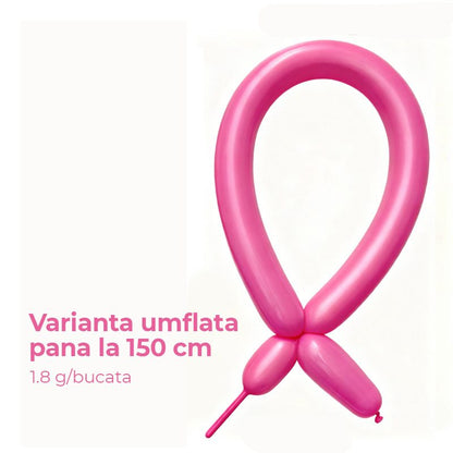 Baloane de Modelaj, Klevo, Set 50 bucati, Model Standard, din Latex, 30 x 1.5 cm, 1.8 g per unitate, pana la 150 cm, Fucsia