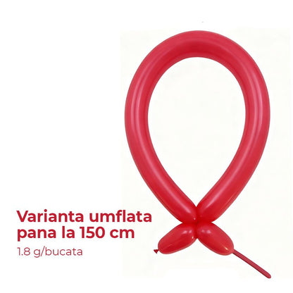 Baloane de Modelaj, Klevo, Set 50 bucati, Model Standard, din Latex, 30 x 1.5 cm, 1.8 g per unitate, pana la 150 cm, Rosu