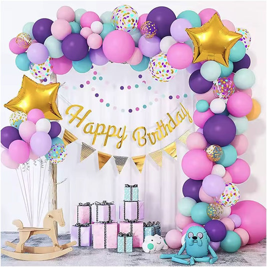 Baloane pentru Arcada HAPPY BIRTHDAY, Klevo, baloane decorative din Latex, Set Mix 127 Baloane Colorate, Multicolor