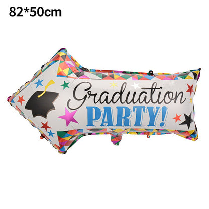 Balon din Folie Metalizata, Klevo, Figurina Sageata, Tema Absolvire, 82x50 cm, Ambalaj Individual, Pai Inclus, Umflare cu Aer sau Heliu, Multicolor