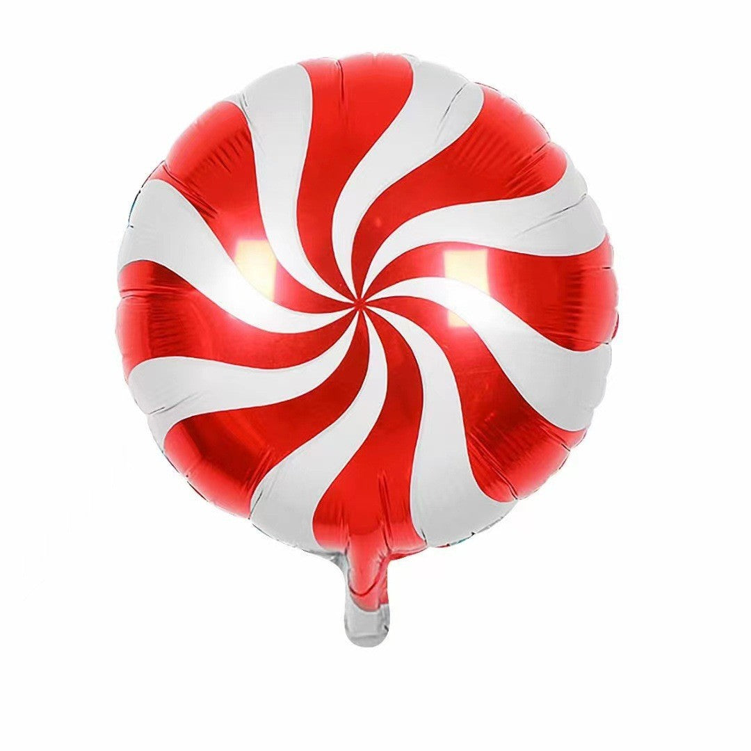 Balon Rotund, Klevo, din Folie de Aluminiu, Tema Craciun, Model Acadea, 44.5x53 cm, Rosu/Alb