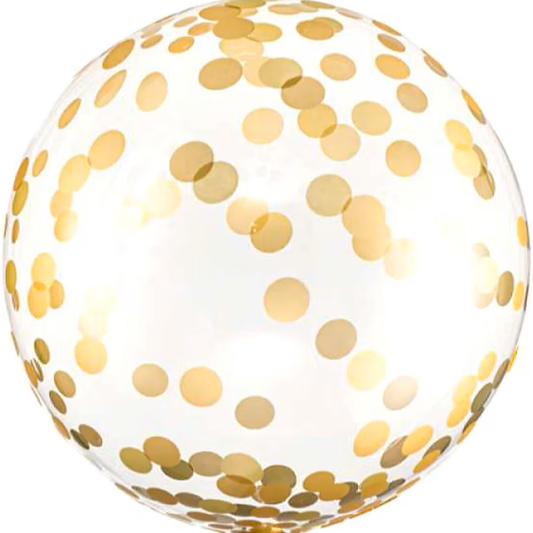 Balon BOBO PVC transparent cu print buline aurii 40cm, ORB16-2-019