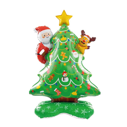 Balon Brad, Klevo, din Folie de Aluminiu, Tema Craciun, 62 x 34 x 117 cm, Baza Stabila, Verde