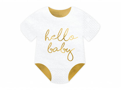 Set 20 servetele Body - Hello Baby, albe, 16x16cm