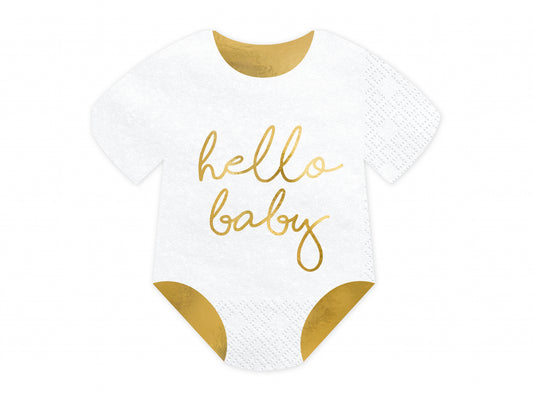 Set 20 servetele Body - Hello Baby, albe, 16x16cm