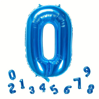 Balon din Folie Klevo, Cifra 0, 81 cm, Pentru Aer sau Heliu, Bulk, Albastru
