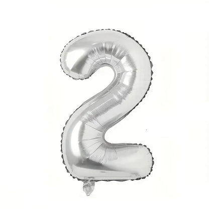Balon din Folie Klevo, Cifra 2, 81 cm, Pentru Aer sau Heliu, Bulk, Argintiu