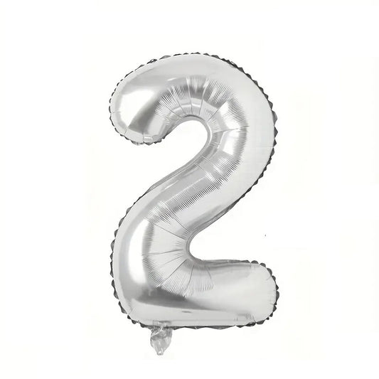 Balon din Folie Klevo, Cifra 2, 81 cm, Pentru Aer sau Heliu, Bulk, Argintiu