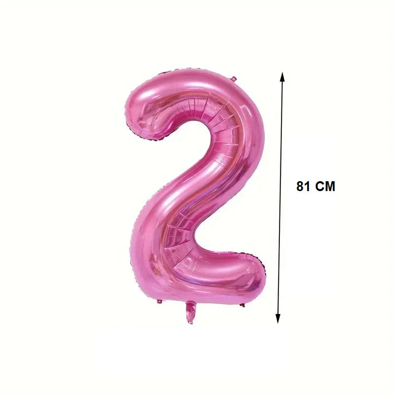Balon din Folie Klevo, Cifra 2, 81 cm, Pentru Aer sau Heliu, Mov
