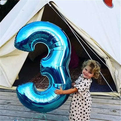 Balon din Folie Klevo, Cifra 3, 81 cm, Pentru Aer sau Heliu, Albastru