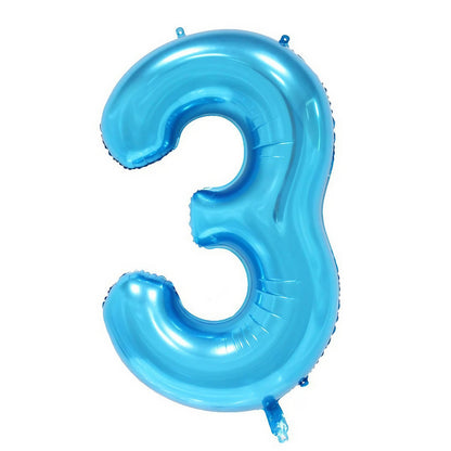 Balon din Folie Klevo, Cifra 3, 81 cm, Pentru Aer sau Heliu, Albastru