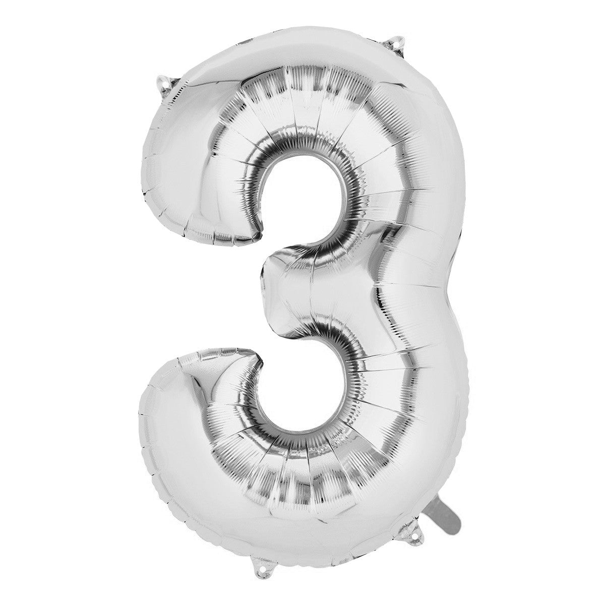 Balon din Folie Klevo, Cifra 3, 81 cm, Pentru Aer sau Heliu, Bulk, Argintiu