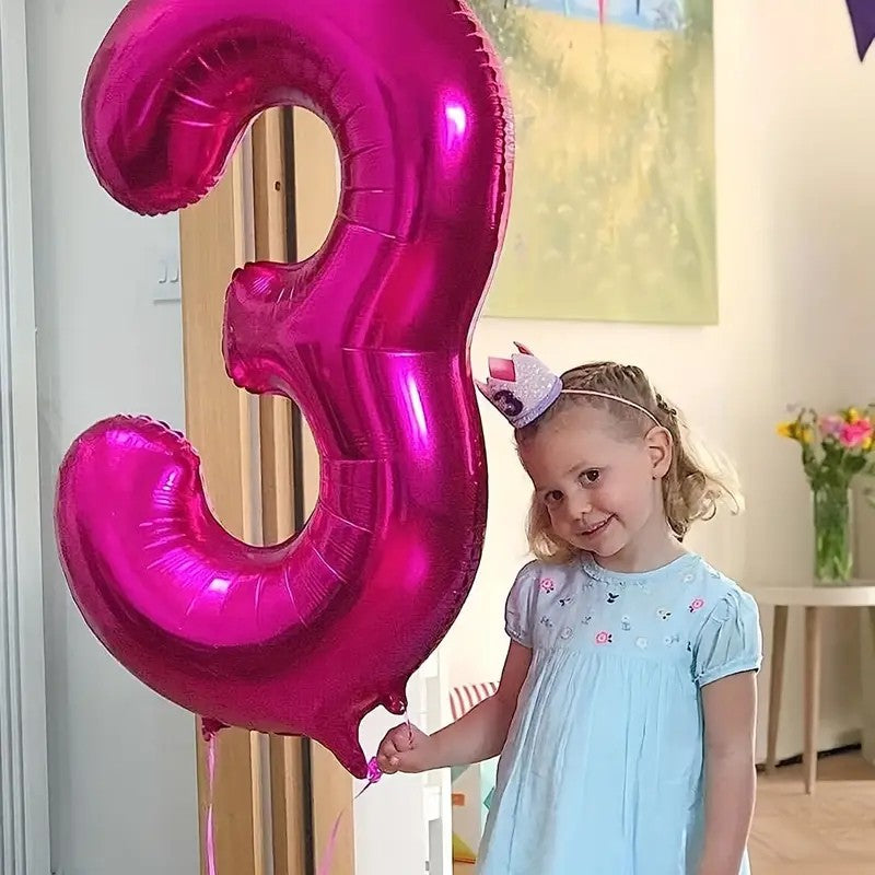 Balon din Folie Klevo, Cifra 3, 81 cm, Pentru Aer sau Heliu, Mov