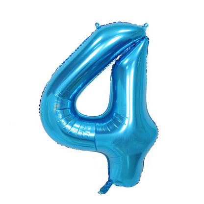 Balon din Folie Klevo, Cifra 4, 81 cm, Pentru Aer sau Heliu, Bulk, Albastru