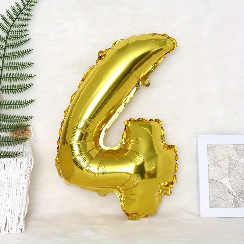 Balon din Folie Klevo, Cifra 4, 81 cm, Pentru Aer sau Heliu, Bulk, Auriu