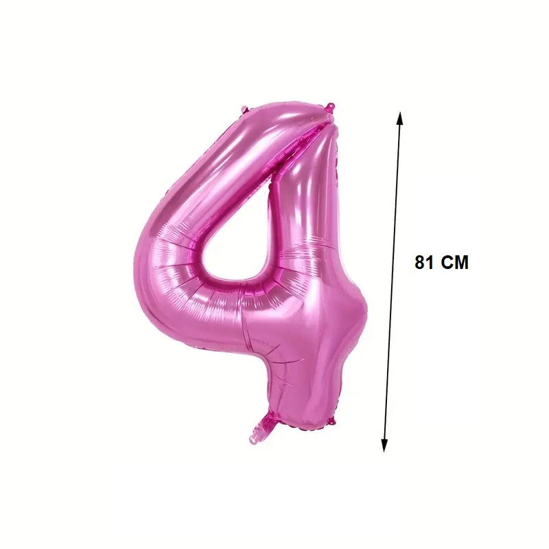Balon din Folie Klevo, Cifra 4, 81 cm, Pentru Aer sau Heliu, Bulk, Mov