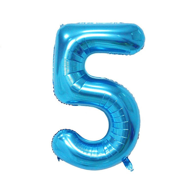 Balon din Folie Klevo, Cifra 5, 81 cm, Pentru Aer sau Heliu, Bulk, Albastru