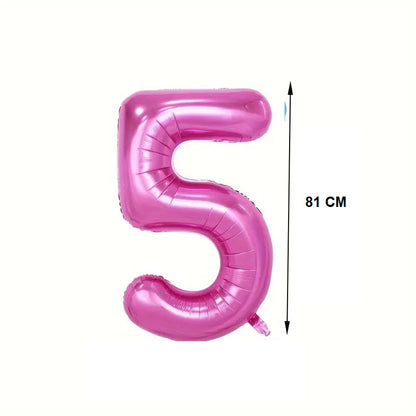 Balon din Folie Klevo, Cifra 5, 81 cm, Pentru Aer sau Heliu, Bulk, Mov