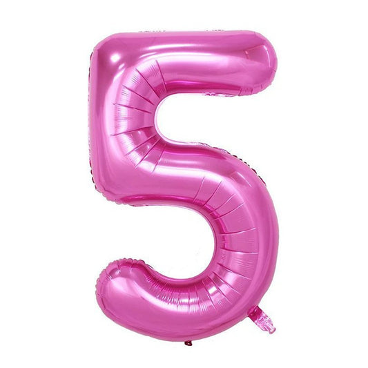 Balon din Folie Klevo, Cifra 5, 81 cm, Pentru Aer sau Heliu, Bulk, Mov