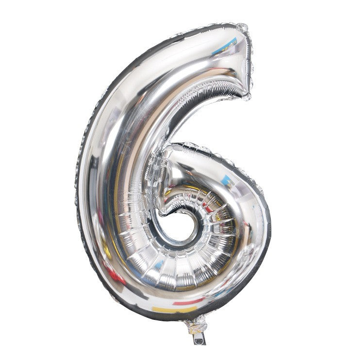 Balon din Folie Klevo, Cifra 6, 81 cm, Pentru Aer sau Heliu, Bulk, Argintiu