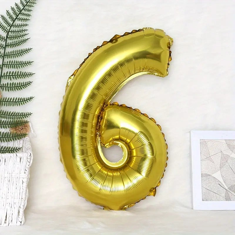 Balon din Folie Klevo, Cifra 6, 81 cm, Pentru Aer sau Heliu, Bulk, Auriu