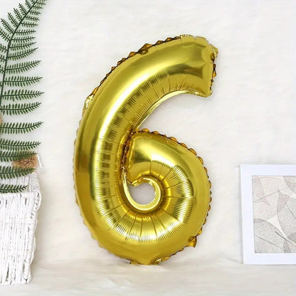 Balon din Folie Klevo, Cifra 6, 81 cm, Pentru Aer sau Heliu, Bulk, Auriu