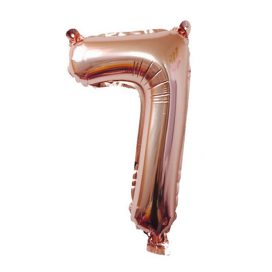 Balon din Folie Klevo, Cifra 7, 81 cm, Pentru Aer sau Heliu, Bulk, Roz Auriu