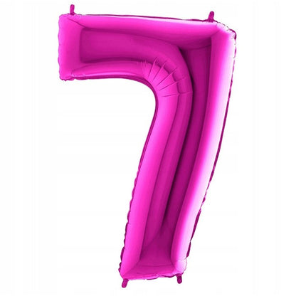 Balon din Folie, Klevo, Cifra 7, Tema Aniversare, 81 cm, Ambalaj Individual, Pai inclus, Umflare cu Aer sau Heliu, Bulk, Mov