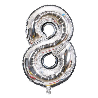 Balon din Folie Klevo, Cifra 8, 81 cm, Pentru Aer sau Heliu, Bulk, Argintiu