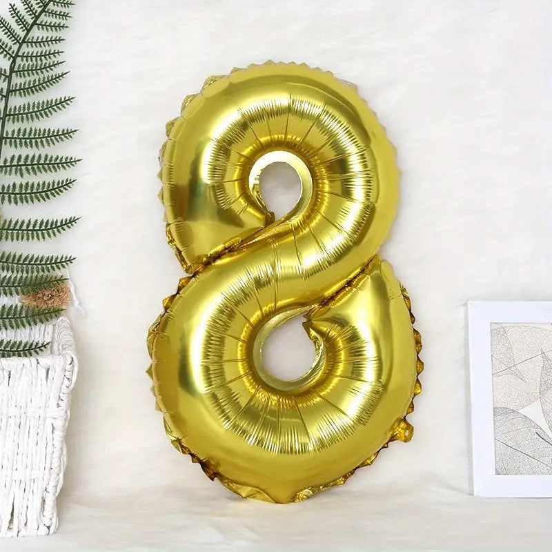 Balon din Folie Klevo, Cifra 8, 81 cm, Pentru Aer sau Heliu, Bulk, Auriu