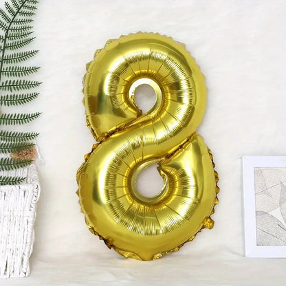 Balon din Folie Klevo, Cifra 8, 81 cm, Pentru Aer sau Heliu, Bulk, Auriu