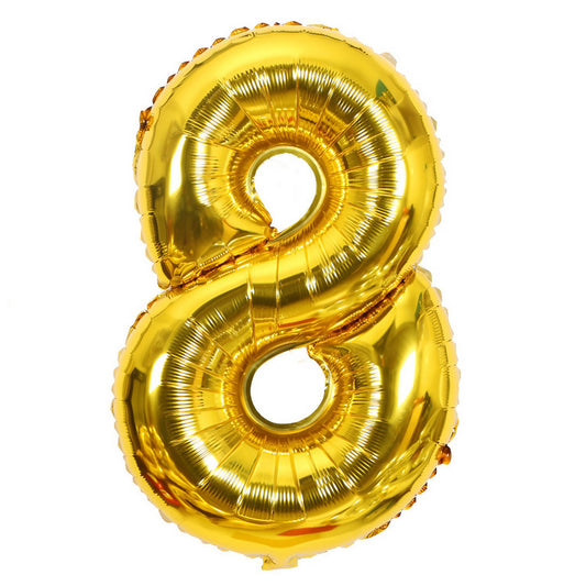 Balon din Folie Klevo, Cifra 8, 81 cm, Pentru Aer sau Heliu, Bulk, Auriu