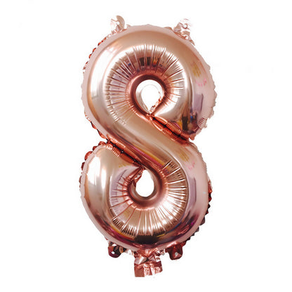 Balon din Folie Klevo, Cifra 8, 81 cm, Pentru Aer sau Heliu, Bulk, Roz Auriu