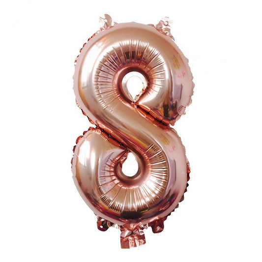 Balon din Folie Klevo, Cifra 8, 81 cm, Pentru Aer sau Heliu, Bulk, Roz Auriu